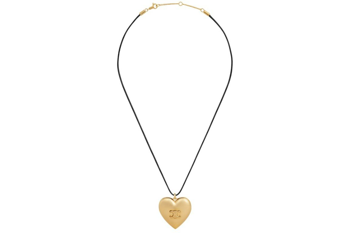 Celine Coeur Triomphe Brass with Gold Finish and Cotton Necklace Gold/Black