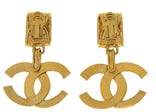 Chanel CC Drop Clip On Earrings Gold-tone