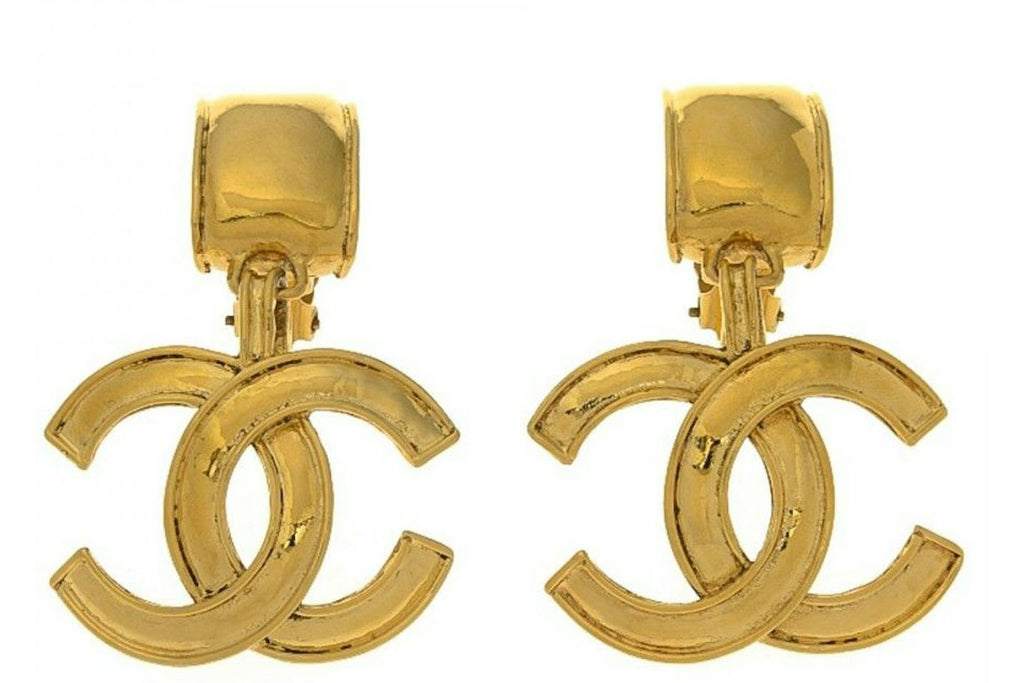 Chanel CC Drop Clip On Earrings Gold-tone