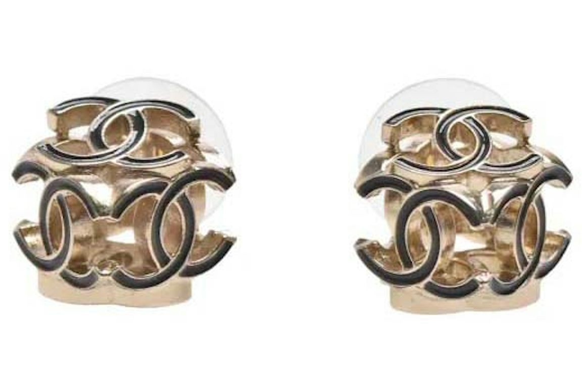 Chanel CC Logo Cube Earrings Gold/Black (AB9512)