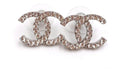 Chanel Classic CC Round Earrings Crystal Silver