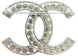 Chanel Crystal CC Logo Brooch Silver