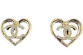Chanel Crystal CC Logo Heart Stud Earrings ABA103 Light Gold/Crystal