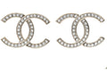 Chanel Crystal Large CC Earrings Silver