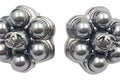 Chanel Faux Pearl Flower Earrings Gunmetal Silver