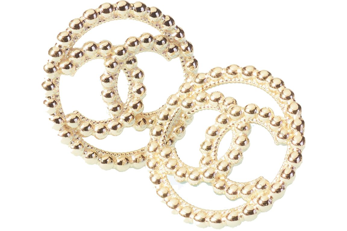 Chanel Gold Metal Logo Earrings Gold