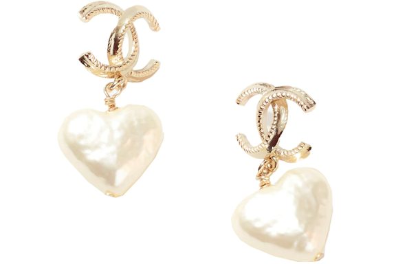 Chanel Gold/Pearly White Earrings Gold
