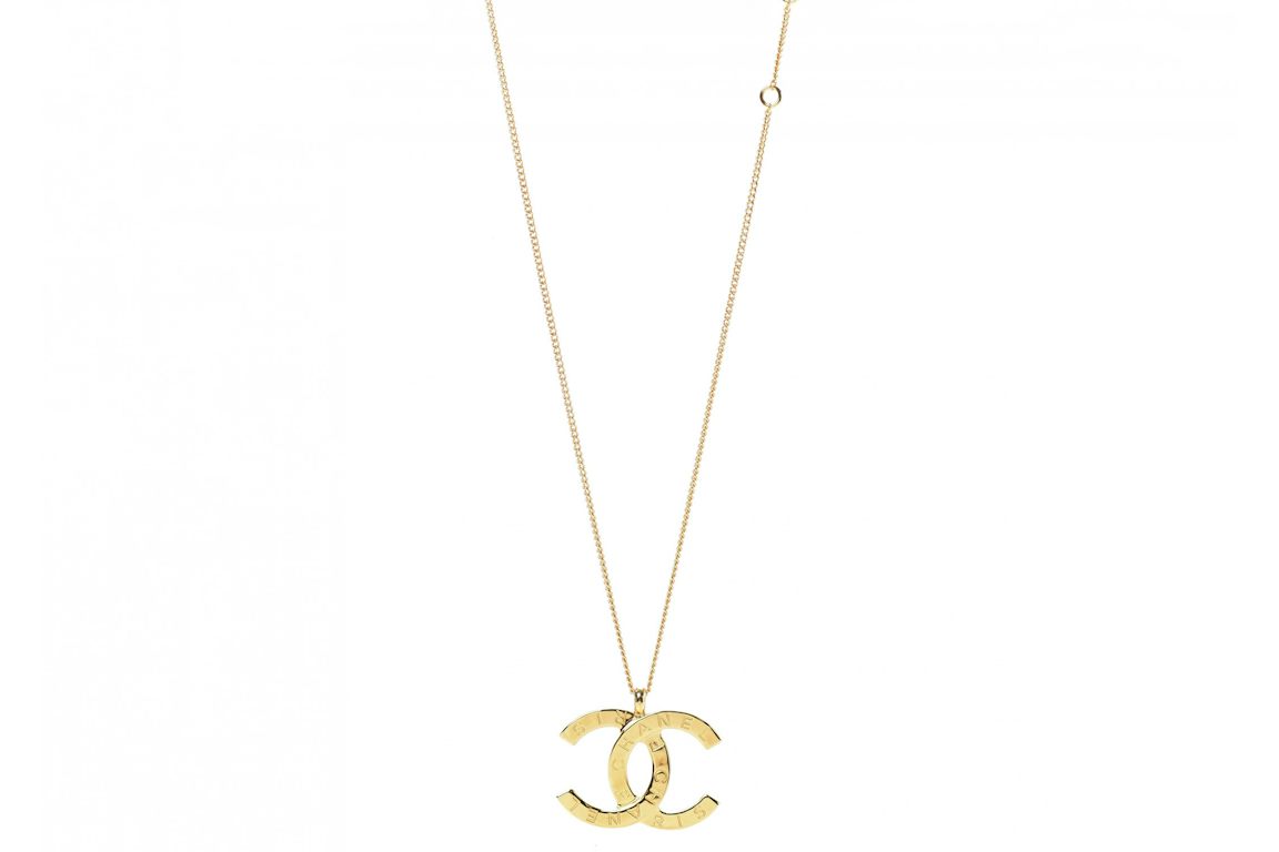 Chanel Metal CC Paris Button Necklace Gold
