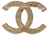 Chanel Metal CC Quilted Brooch Light Gold