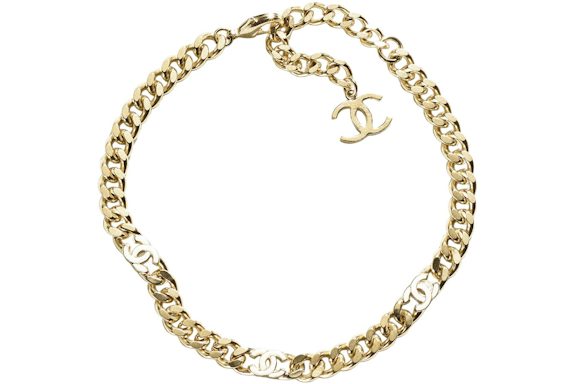 Chanel Metal Choker Necklace Gold/White