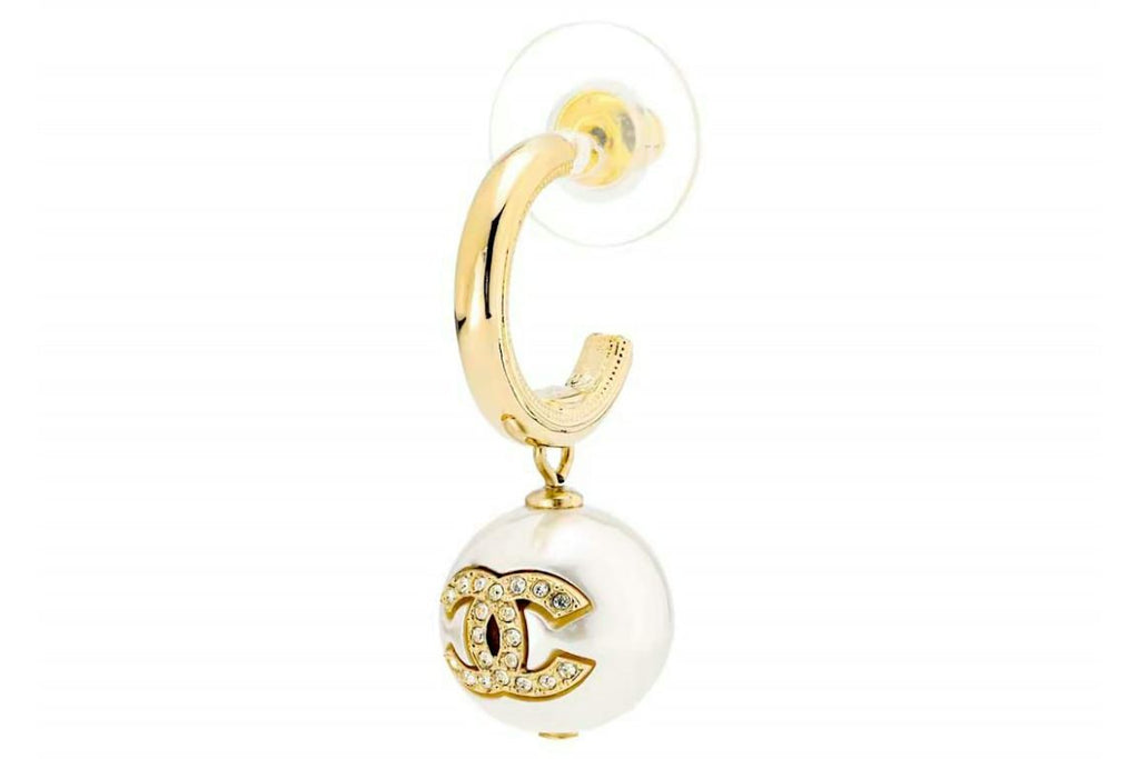 Chanel Pearl Hoop Earrings Gold/Pearl (AB8451 B08257 NI488)