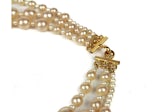 Chanel Pearl Necklace Gold-tone Triple Strand Cream