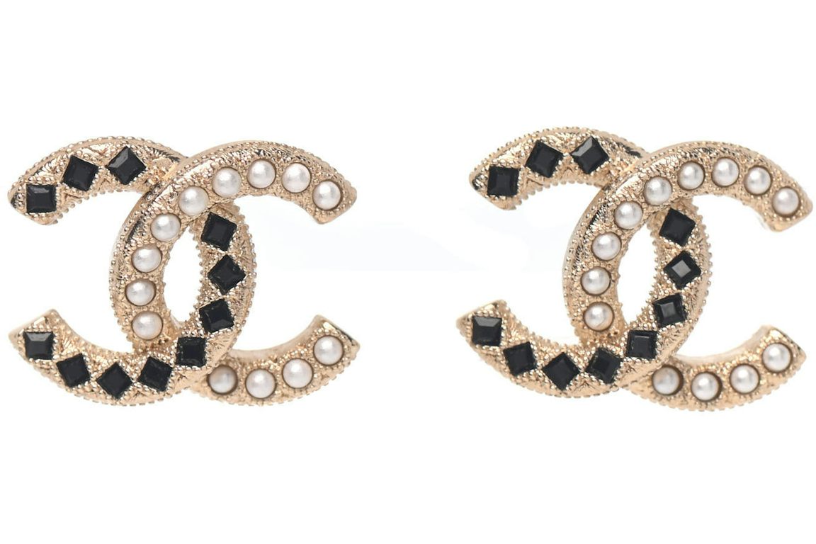 Chanel Resin Pearl CC Earrings Gold