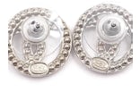 Chanel Round CC Crystal Earrings Silver