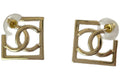 Chanel Square CC Logo Hoop Earrings Small Gold (ABB739)