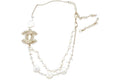 Chanel Stud CC Freshwater Pearl Chain Necklace Gold