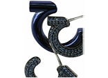 Ferragamo Blue Ferragamo Crystal-Embellished Gancini Half-Hoop Earrings
