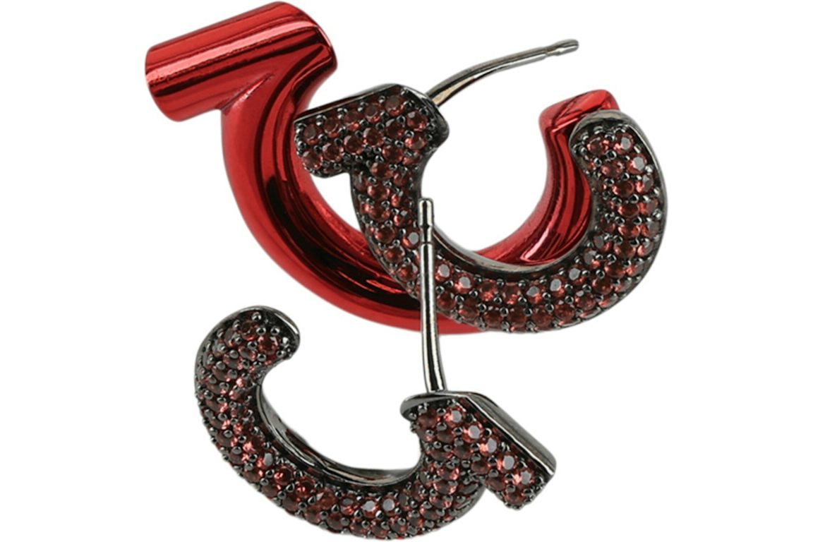 Ferragamo Orange Ferragamo Crystal-Embellished Gancini Half-Hoop Earrings