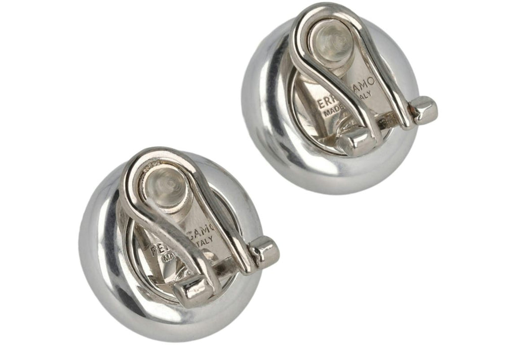 Ferragamo Silver Ferragamo Small Sculptural Clip on Earrings Silver