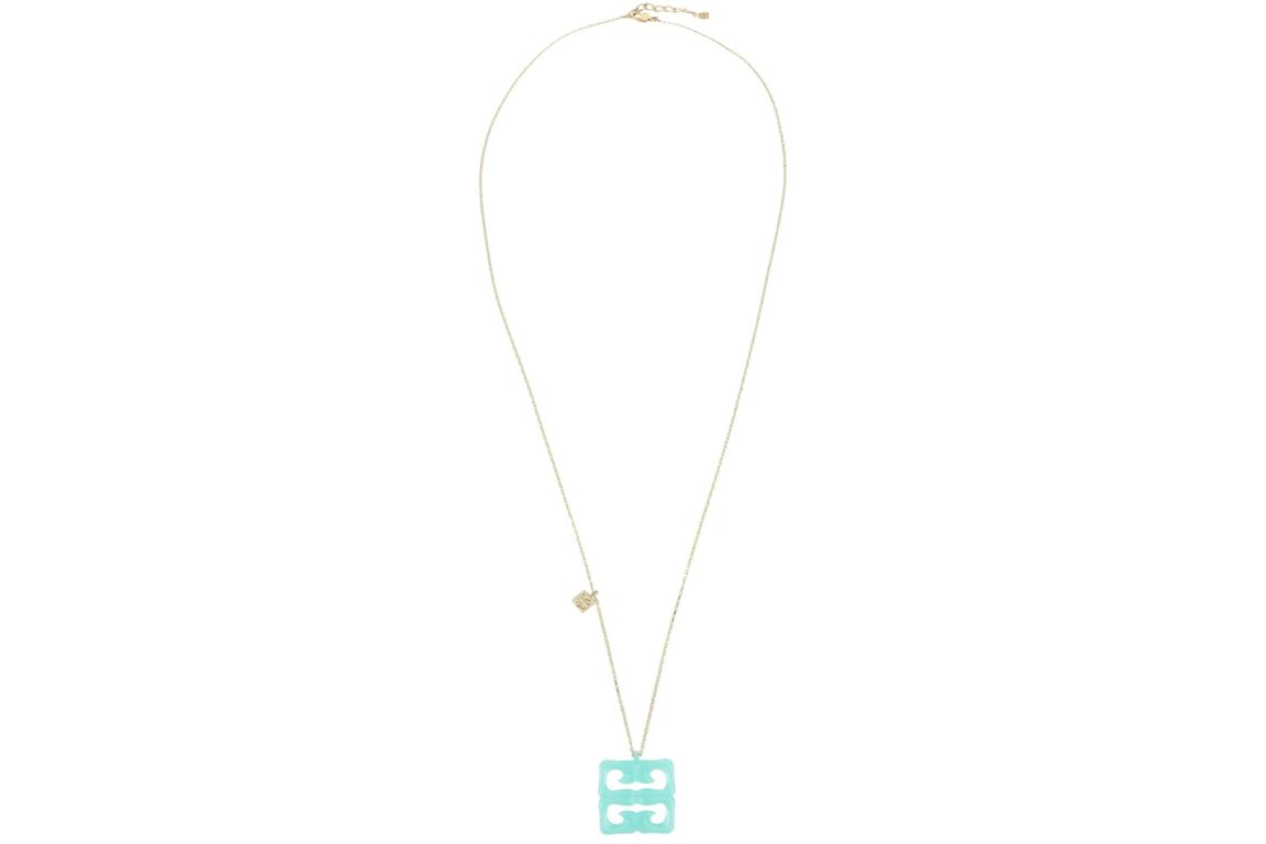 Givenchy 4G Liquid Gold Pendant Necklace Aqua Green
