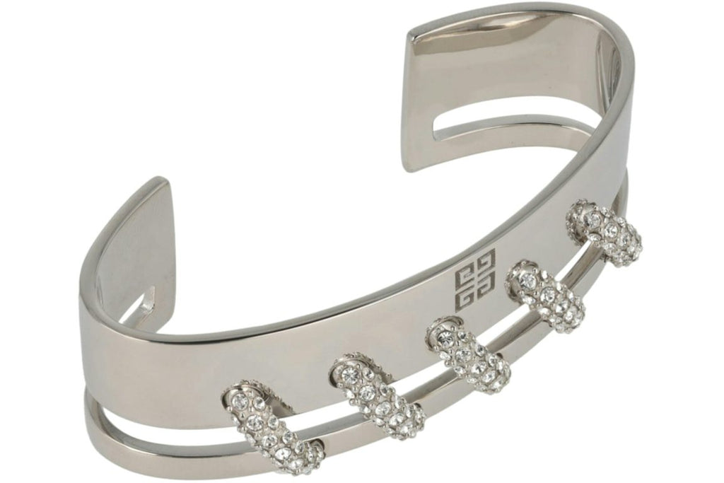 Givenchy Stitch Hand Bracelet In Metal With Crystals Silver