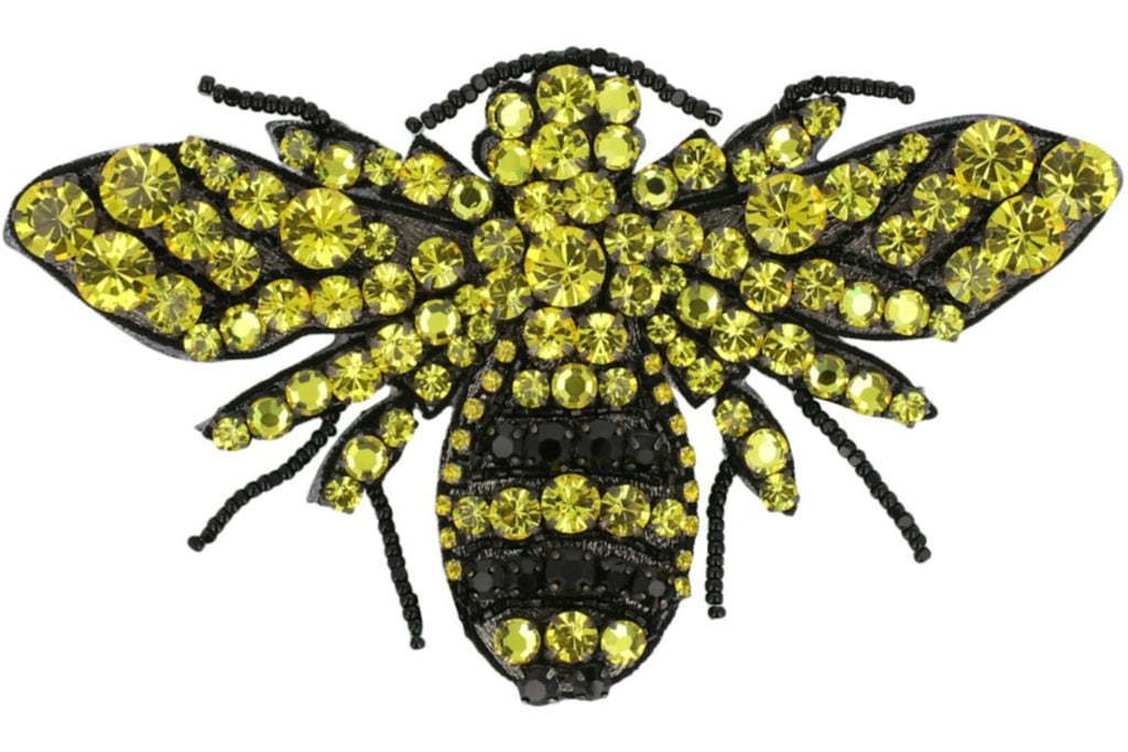 Gucci Crystal-Embellished Bee Brooch Black/Yellow