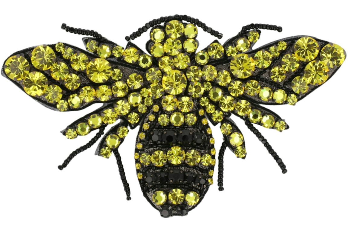 Gucci Crystal-Embellished Bee Brooch Black/Yellow