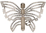 Gucci Crystal Embellished Butterfly Brooch Silver