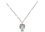 Gucci Lion Head Crystal-Embellished Necklace Silver
