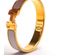 Hermes Clic Clac H Enamel Narrow PM Gold/White