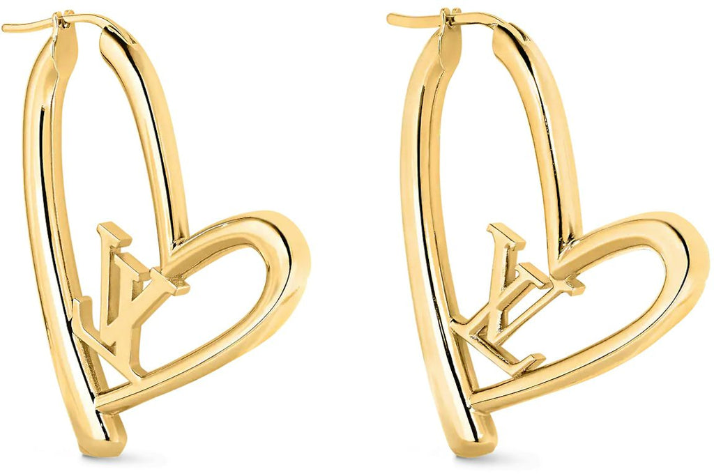Louis Vuitton Limited Edition Heart Earrings GM Gold