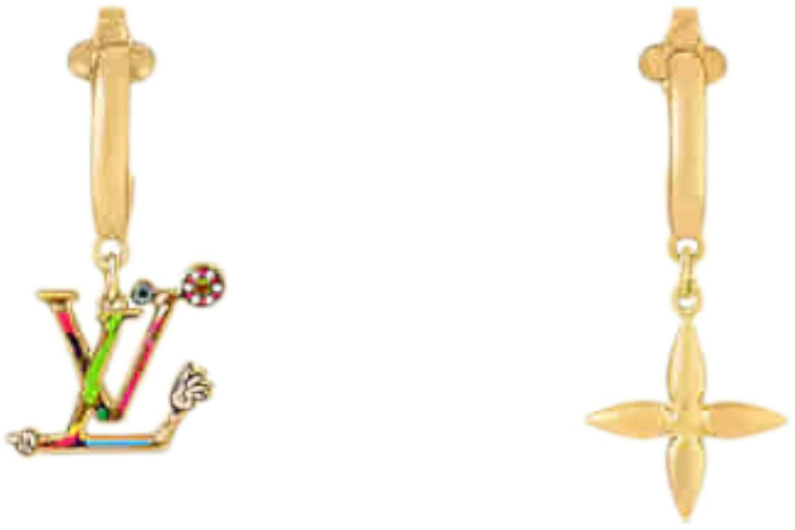 Louis Vuitton x Takashi Murakami Superflat Earrings Gold Multicolor