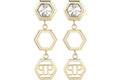 Philipp Plein Hexagon Lux Crystal Dangle Earrings Gold