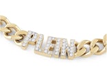 Philipp Plein Lettering Crystal Cuban Links Necklace Gold