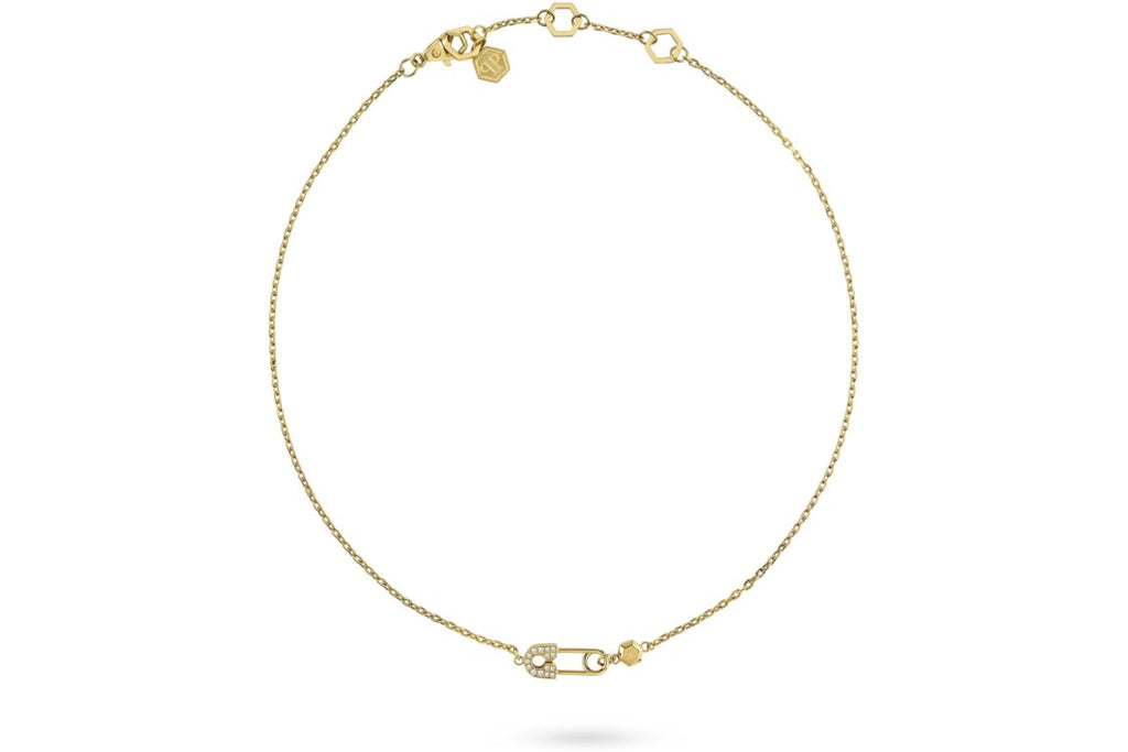 Philipp Plein Plein Safety Pin Cable Chain Necklace Gold