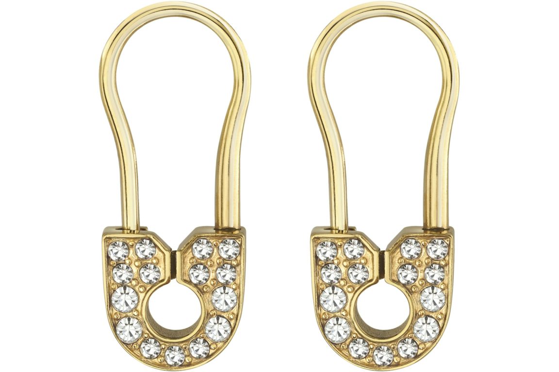 Philipp Plein Plein Safety Pin Earrings Gold