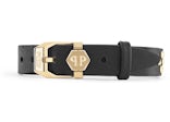 Philipp Plein $kull Crown Crystal Calf Leather Bracelet Gold