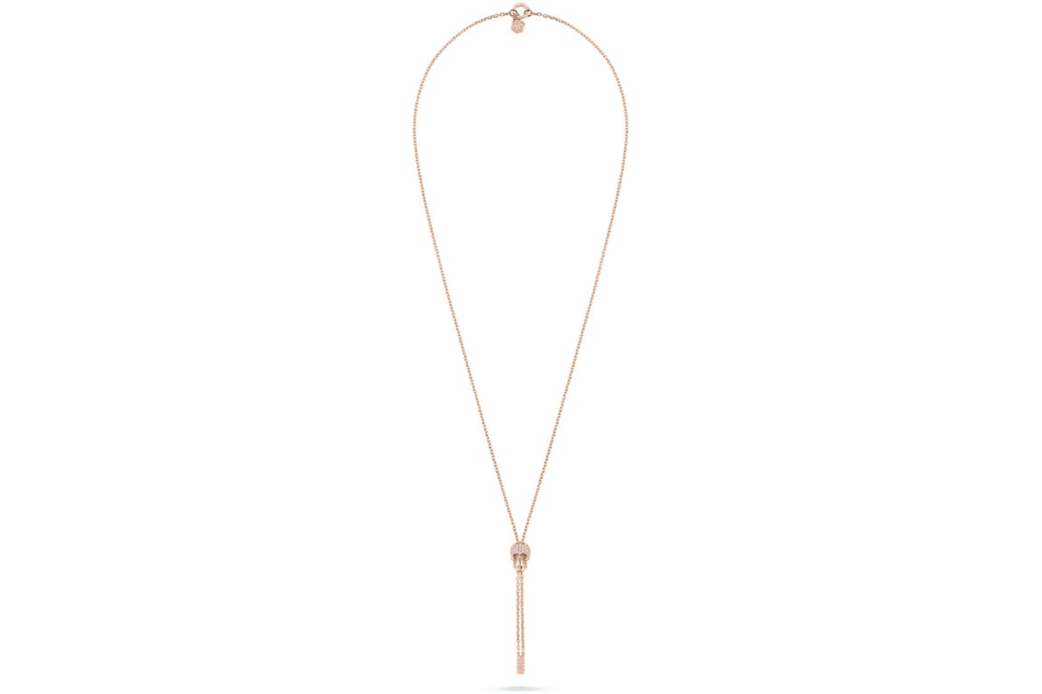 Philipp Plein Sliding $kull Crystal Cable Chain Necklace Rosegold
