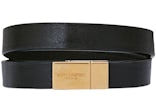 Saint Laurent Opyum Double Wrap Bracelet In Leather And Metal Black/Gold-tone