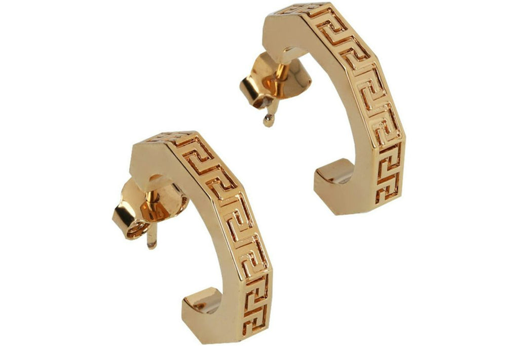 Versace Greca Mini Hoop Earrings Gold