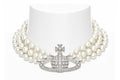 Vivienne Westwood Choker Three Row Pearl Bas Relief Silver