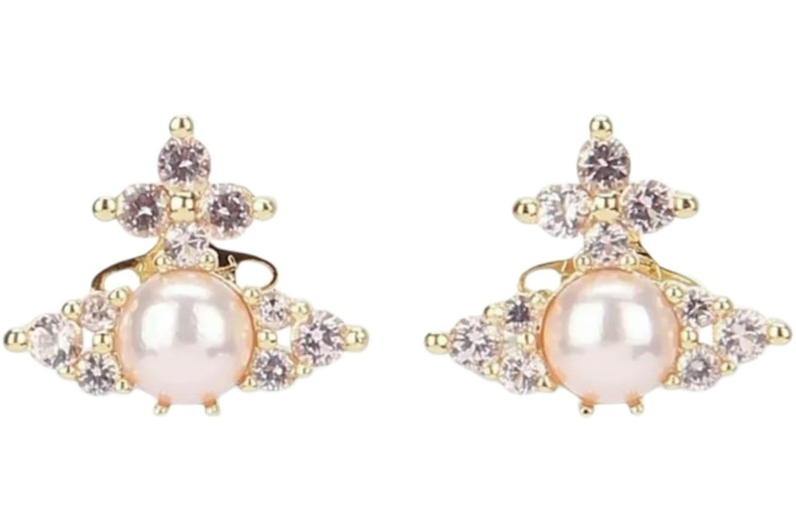 Vivienne Westwood Women's Feodora Earrings Gold/Champagne CZ/Pink Pearl